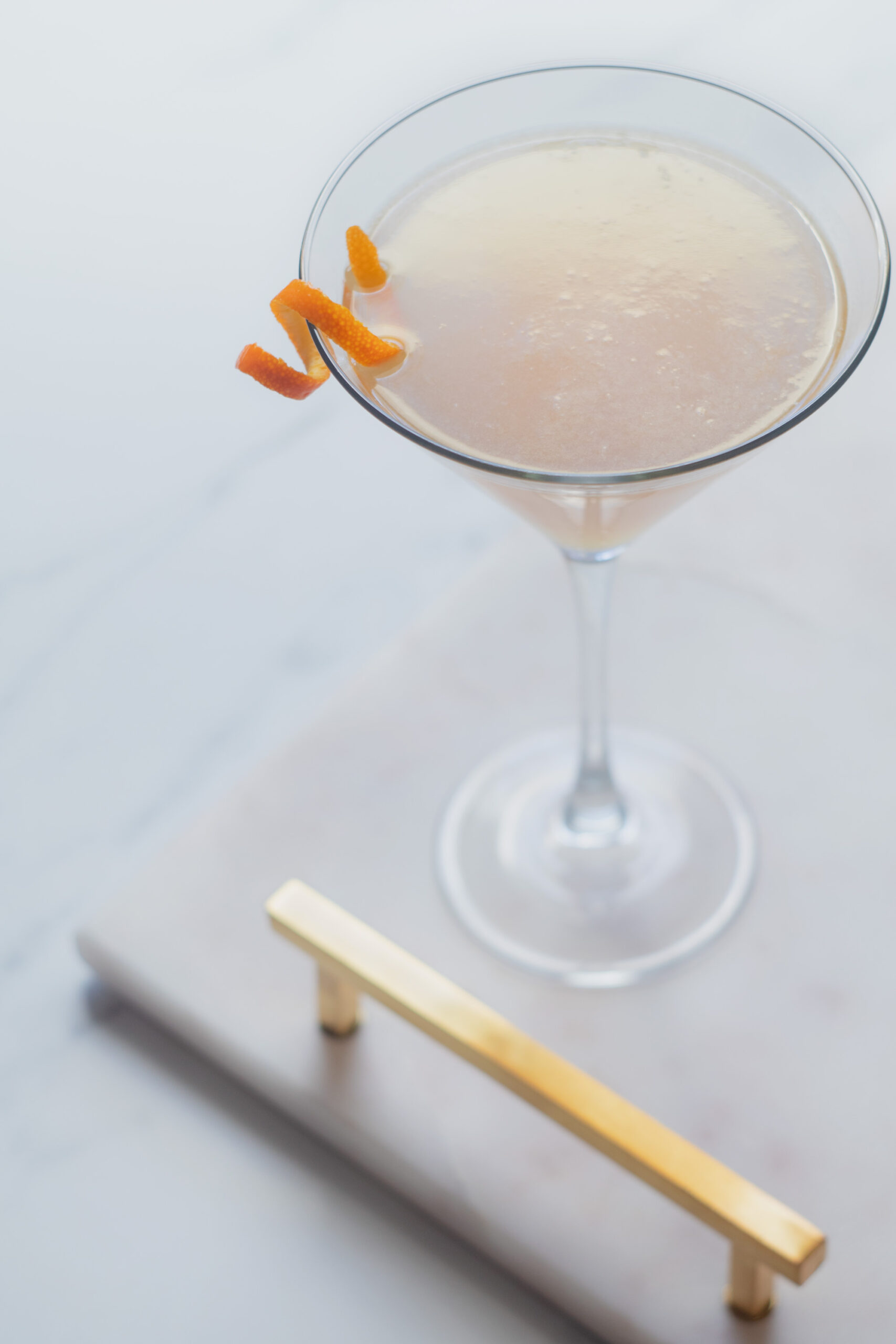 sidecar cocktail on marble tray
